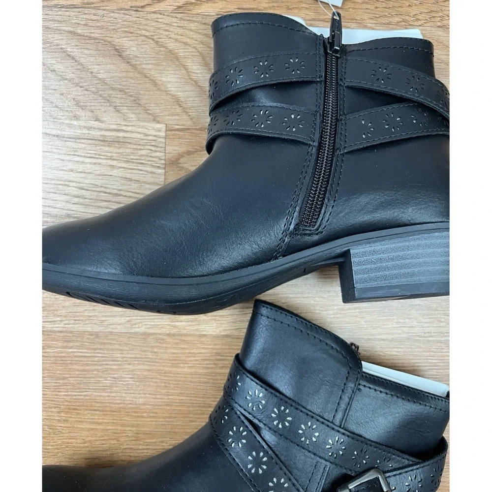 SO Samantha Youth Girls Ankle Boots Booties Strappy Western Black Size 4 NEW